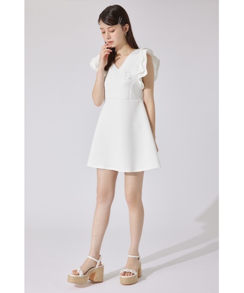 rienda(リエンダ)の「RDショルダーフリルカットミニワンピース 半袖 夏服(ワンピース・レディース・ブラック/ホワイト/ブラウン・SMALL/MEDIUM)」の16枚目の写真