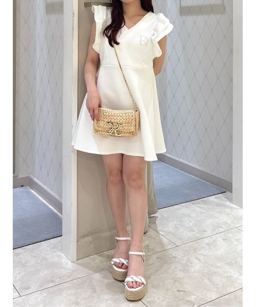 美品⭐︎riendaベージュ シャツワンピース 半袖 フリル付き rienda 「rienda」 半袖ワンピース FREE ベージュ レディース