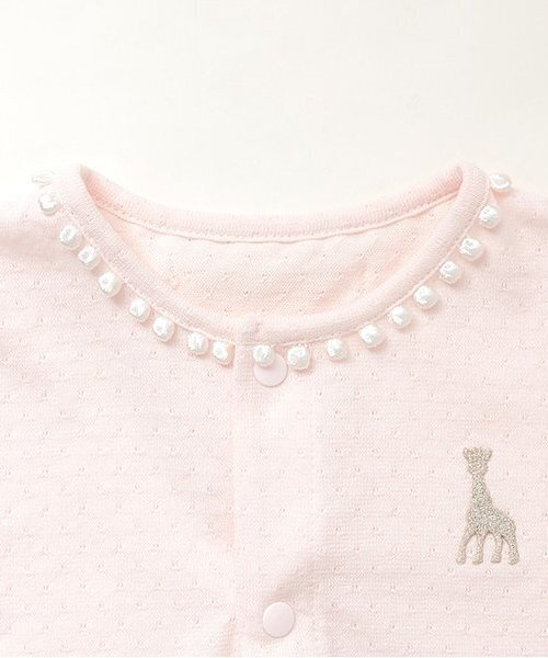 Sophie la girafe（ソフィーラジラフ）の「レース半袖ボディスーツ【日本製】（ロンパース・キッズ・ピンク/オフホワイト・60cm/70cm/80ｃｍ）」の7枚目の写真