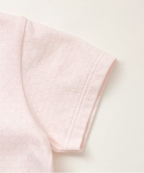 Sophie la girafe（ソフィーラジラフ）の「レース半袖ボディスーツ【日本製】（ロンパース・キッズ・ピンク/オフホワイト・60cm/70cm/80ｃｍ）」の9枚目の写真