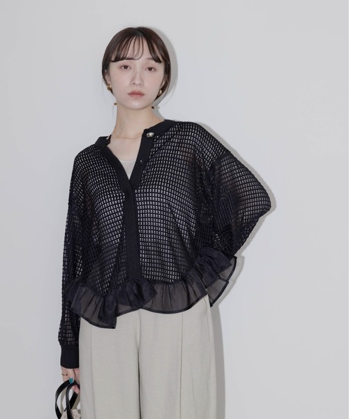 LHELBIE - メッシュブルゾン  カーディガン LHELBIE カーディガン メッシュニットカーデ : ZOZOTOWN Yahoo