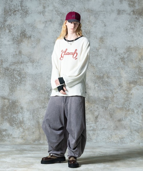 glamb（グラム）の「All Purpose Waffle Cutsew / オールパーポーズワッフルカットソー（Tシャツ/カットソー・メンズ・ブラック/ホワイト/イエロー・S/M/L）」の9枚目の写真