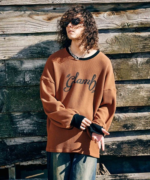 glamb（グラム）の「All Purpose Waffle Cutsew / オールパーポーズワッフルカットソー（Tシャツ/カットソー・メンズ・ブラック/ホワイト/イエロー・S/M/L）」の13枚目の写真