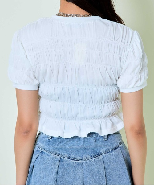 GORGE（ゴージ）の「《シャーリング×ラインデザイン》レディース 半袖トップス スポーティ カジュアル 春夏秋（Tシャツ/カットソー・レディース・オフホワイト/ブラック・F）」の11枚目の写真