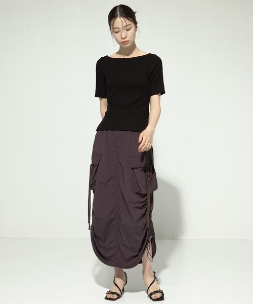 STUDIOUS（ステュディオス）の「【STUDIOUS/ステュディオス】Drawstring Cargo Skirt/ドローストリングカーゴスカート（スカート・レディース・ブラック/ダークグレー・1/2）」の22枚目の写真