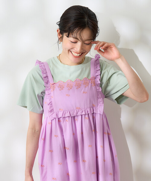 FREAK'S STORE(フリークスストア)の「インド 配色シフリー刺繍ワンピース(ワンピース・レディース・チャコール/パープル・フリ-)」の1枚目の写真