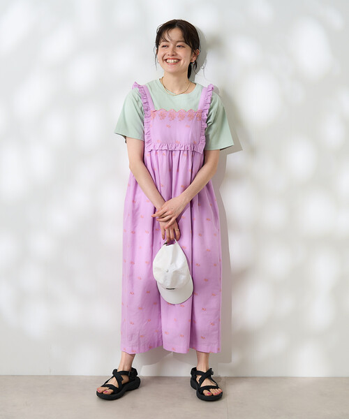 FREAK'S STORE(フリークスストア)の「インド 配色シフリー刺繍ワンピース(ワンピース・レディース・チャコール/パープル・フリ-)」の15枚目の写真