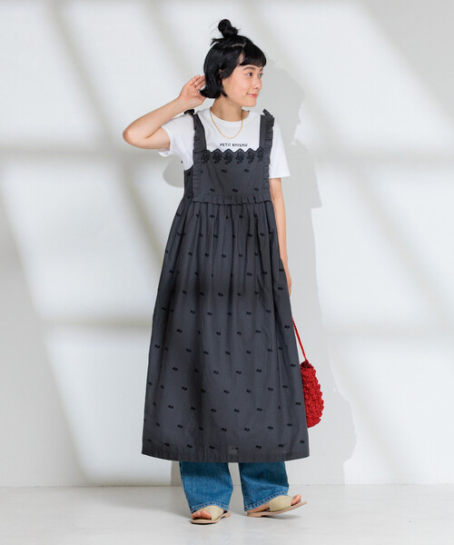 FREAK'S STORE(フリークスストア)の「インド 配色シフリー刺繍ワンピース(ワンピース・レディース・チャコール/パープル・フリ-)」の3枚目の写真