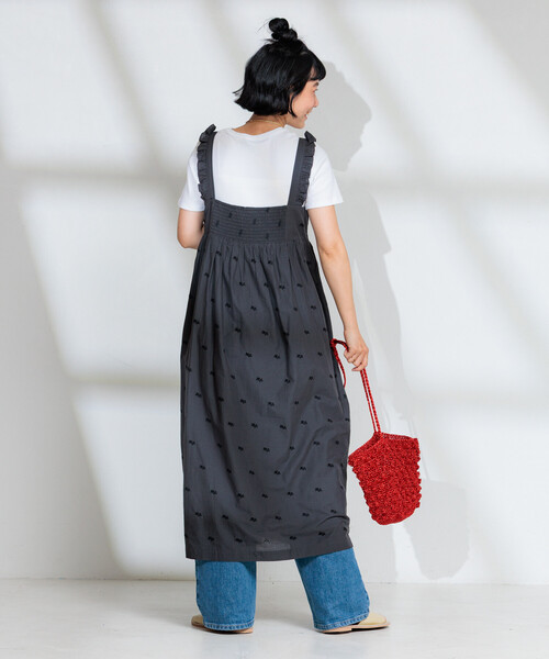 FREAK'S STORE(フリークスストア)の「インド 配色シフリー刺繍ワンピース(ワンピース・レディース・チャコール/パープル・フリ-)」の4枚目の写真