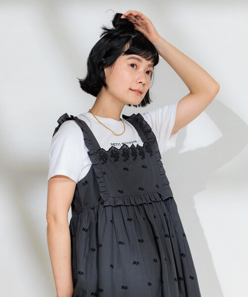 FREAK'S STORE(フリークスストア)の「インド 配色シフリー刺繍ワンピース(ワンピース・レディース・チャコール/パープル・フリ-)」の6枚目の写真