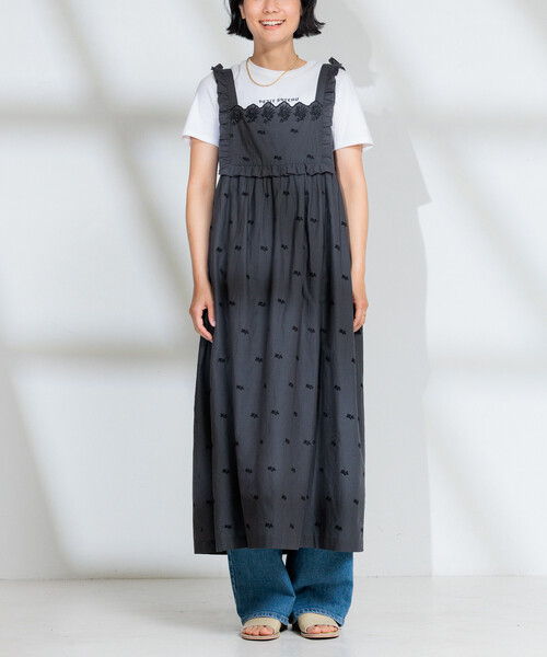 FREAK'S STORE(フリークスストア)の「インド 配色シフリー刺繍ワンピース(ワンピース・レディース・チャコール/パープル・フリ-)」の8枚目の写真