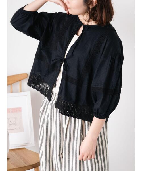 Samansa Mos2(サマンサ モスモス)の「パッチワークレースブラウス(シャツ/ブラウス・レディース・キナリ/サックスブルー/ブラック/オフホワイト・F)」の3枚目の写真