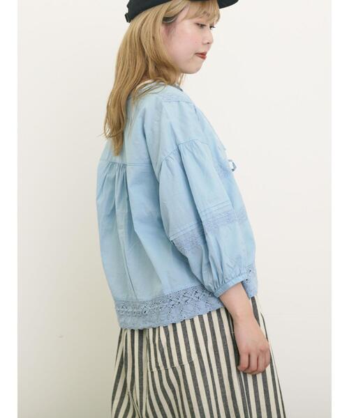 Samansa Mos2(サマンサ モスモス)の「パッチワークレースブラウス(シャツ/ブラウス・レディース・キナリ/サックスブルー/ブラック/オフホワイト・F)」の7枚目の写真