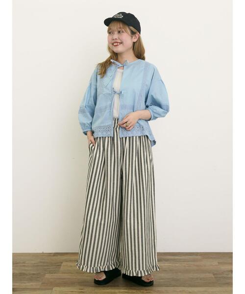 Samansa Mos2(サマンサ モスモス)の「パッチワークレースブラウス(シャツ/ブラウス・レディース・キナリ/サックスブルー/ブラック/オフホワイト・F)」の9枚目の写真