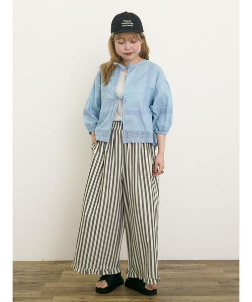 Samansa Mos2(サマンサ モスモス)の「パッチワークレースブラウス(シャツ/ブラウス・レディース・キナリ/サックスブルー/ブラック/オフホワイト・F)」の10枚目の写真