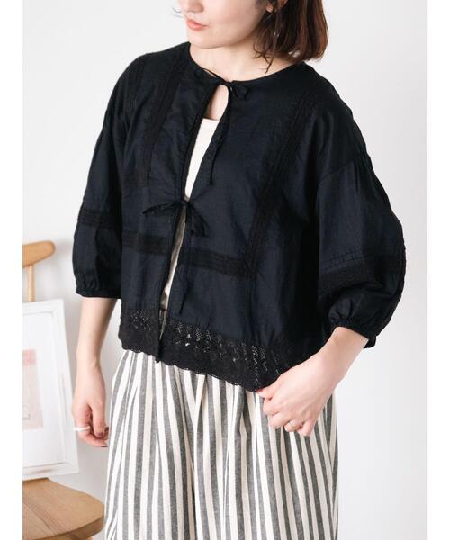 Samansa Mos2(サマンサ モスモス)の「パッチワークレースブラウス(シャツ/ブラウス・レディース・キナリ/サックスブルー/ブラック/オフホワイト・F)」の11枚目の写真