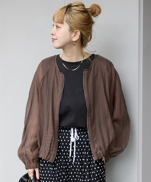 B.C STOCK(ベーセーストック)の「《追加3》シアーブルゾン(ブルゾン・レディース・ブラウン/ベージュ/ブラック/アイボリー・FREE)」の3枚目の写真