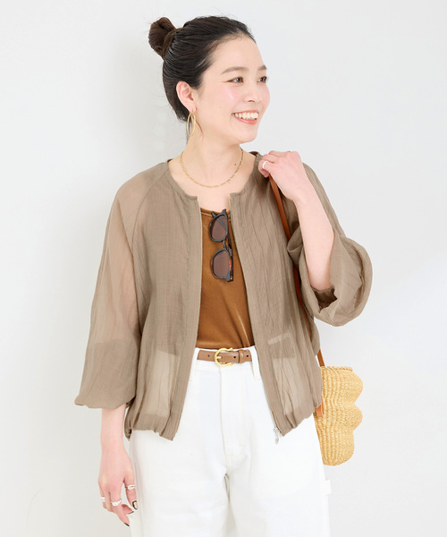 B.C STOCK(ベーセーストック)の「《追加3》シアーブルゾン(ブルゾン・レディース・ブラウン/ベージュ/ブラック/アイボリー・FREE)」の8枚目の写真