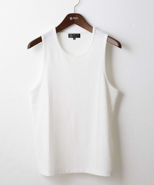 MK MICHEL KLEIN HOMME （エムケーミッシェルクランオム）の「【洗える】テレコタンクトップ（タンクトップ・メンズ・ホワイト/ブラック・51/48/46）」の2枚目の写真