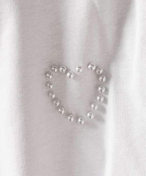 LOWO(ロワ)の「綿混ワンポイントパールハートTシャツ カットソー(Tシャツ/カットソー・レディース・ホワイト/ブラック/グレー・FREE)」の18枚目の写真