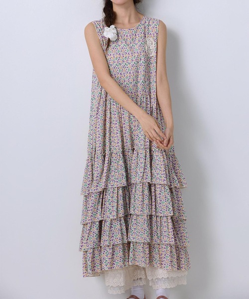 aimoha（アイモハ）の「ノースリーブ`小花柄ティアードワンピース (SS)（ワンピース・レディース・イエロー/パープル/ブルー・FREE）」の9枚目の写真
