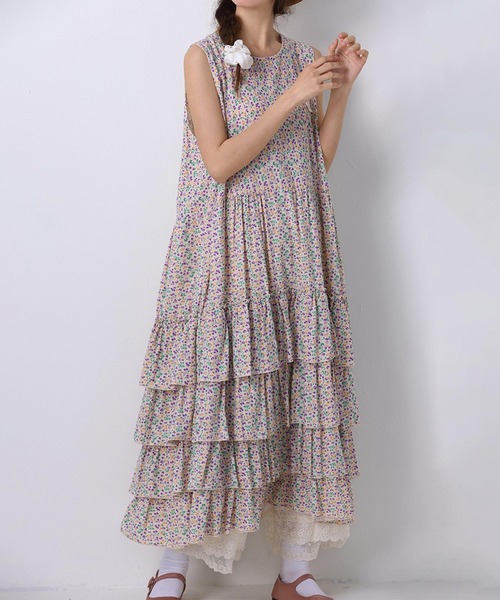 aimoha（アイモハ）の「ノースリーブ`小花柄ティアードワンピース (SS)（ワンピース・レディース・イエロー/パープル/ブルー・FREE）」の10枚目の写真