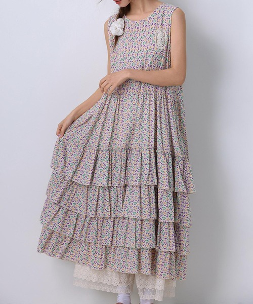 aimoha（アイモハ）の「ノースリーブ`小花柄ティアードワンピース (SS)（ワンピース・レディース・イエロー/パープル/ブルー・FREE）」の11枚目の写真