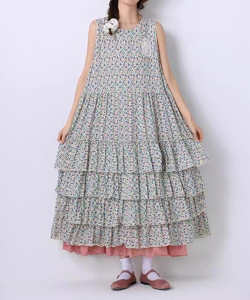 aimoha（アイモハ）の「ノースリーブ`小花柄ティアードワンピース (SS)（ワンピース・レディース・イエロー/パープル/ブルー・FREE）」の12枚目の写真