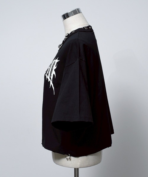 REFLEM/レフレム』スカルプリントクロップドTシャツ/ハーフスリーブ