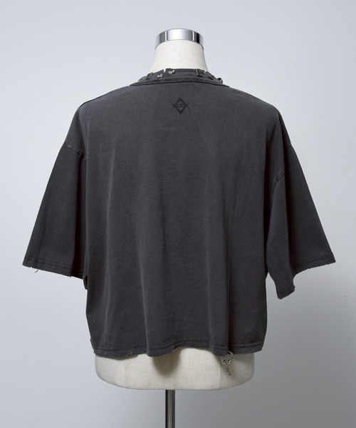 REFLEM/レフレム』スカルプリントクロップドTシャツ/ハーフスリーブ