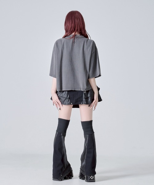 REFLEM/レフレム』スカルプリントクロップドTシャツ/ハーフスリーブ