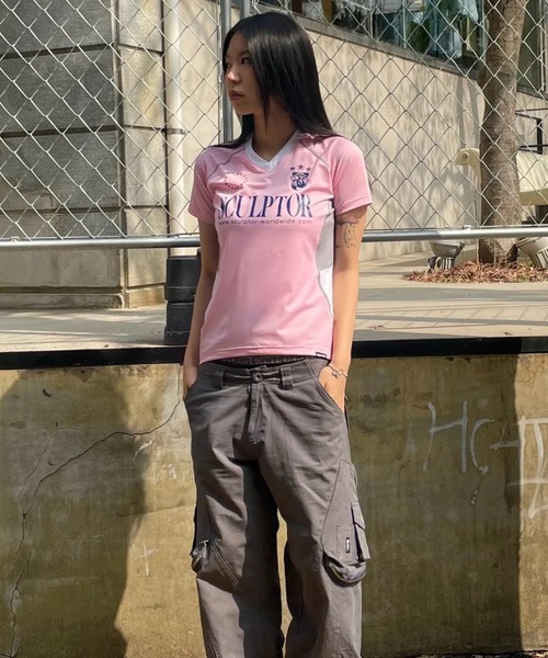 SCULPTOR スポーツ ジャージ Tシャツ ピンク Sports Jersey Tee(ジャージ)|SCULPTOR(スカルプター)の