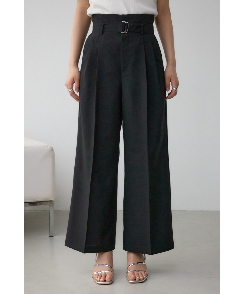 AZUL by moussy（アズールバイマウジー）の「イージーケアリネンライクベルトワイドパンツ（スラックス・レディース・グレー/ブラック/ライトベージュ・SMALL/MEDIUM）」の7枚目の写真