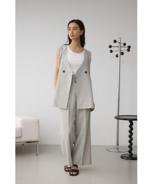 AZUL by moussy（アズールバイマウジー）の「イージーケアリネンライクベルトワイドパンツ（スラックス・レディース・グレー/ブラック/ライトベージュ・SMALL/MEDIUM）」の16枚目の写真