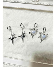 【88eighty-eight】シルバースター&ハートリングピアス2点セット【import】(MA)