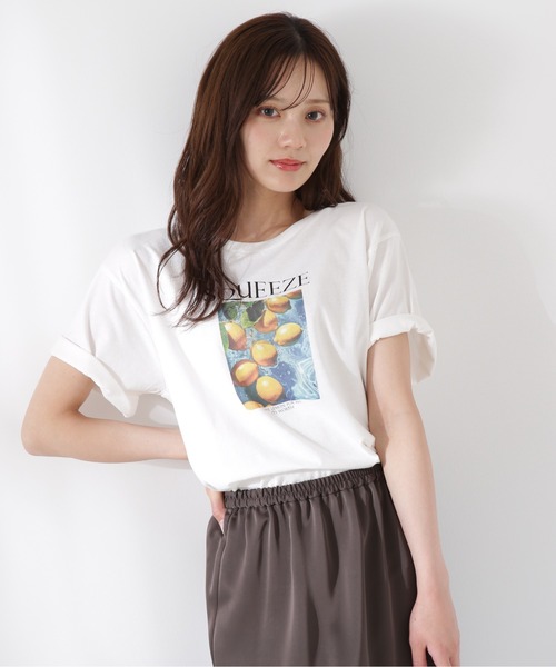 PROPORTION BODY DRESSING(プロポーションボディドレッシング)の「プリントT / 1215260602(Tシャツ/カットソー・レディース・ホワイト/ダークグレー・FREE)」の3枚目の写真