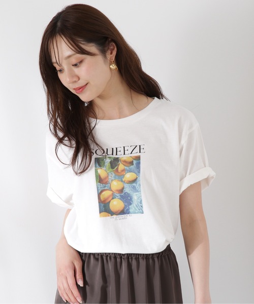 PROPORTION BODY DRESSING(プロポーションボディドレッシング)の「プリントT / 1215260602(Tシャツ/カットソー・レディース・ホワイト/ダークグレー・FREE)」の4枚目の写真