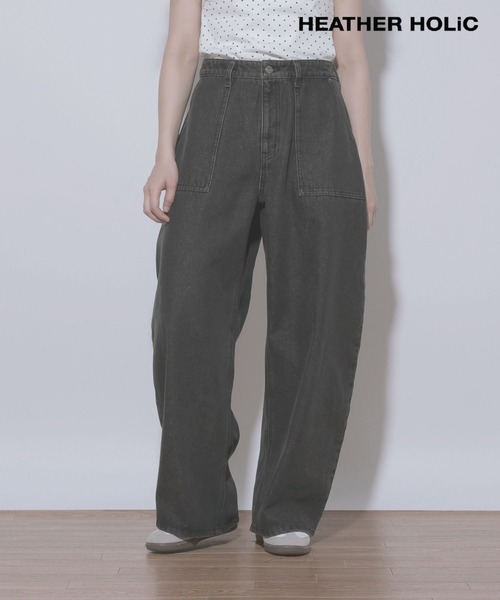 Heather(ヘザー)の「HOLiC ワイドベイカーパンツ 496546(その他パンツ・レディース・ブラック系その他/ベージュ/ブラック・S/M)」の2枚目の写真