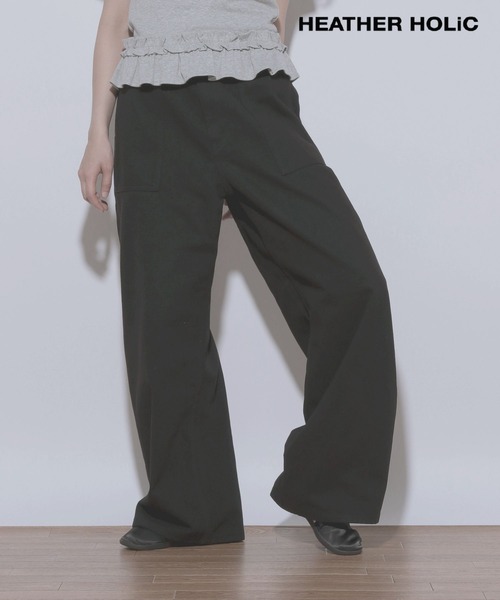 Heather(ヘザー)の「HOLiC ワイドベイカーパンツ 496546(その他パンツ・レディース・ブラック系その他/ベージュ/ブラック・S/M)」の1枚目の写真