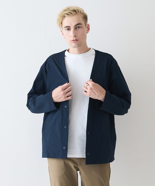 Blue Standard （ブルースタンダード）の「【Blue Standard:ブルースタンダード】エアースルーテック 快適メッシュ素材カーディガン 通気性 吸水速乾 全方向ストレッチ クールビス オフィスカジュアル 冷房対策（カーディガン/ボレロ・メンズ・カーキ/ブラック/ネイビー・MEDIUM/X-LARGE/LARGE）」の3枚目の写真