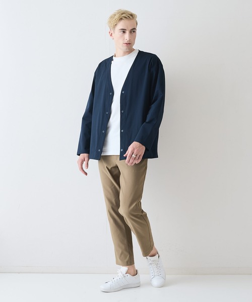 Blue Standard （ブルースタンダード）の「【Blue Standard:ブルースタンダード】エアースルーテック 快適メッシュ素材カーディガン 通気性 吸水速乾 全方向ストレッチ クールビス オフィスカジュアル 冷房対策（カーディガン/ボレロ・メンズ・カーキ/ブラック/ネイビー・MEDIUM/X-LARGE/LARGE）」の8枚目の写真