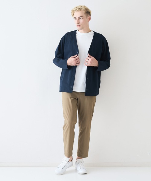 Blue Standard （ブルースタンダード）の「【Blue Standard:ブルースタンダード】エアースルーテック 快適メッシュ素材カーディガン 通気性 吸水速乾 全方向ストレッチ クールビス オフィスカジュアル 冷房対策（カーディガン/ボレロ・メンズ・カーキ/ブラック/ネイビー・MEDIUM/X-LARGE/LARGE）」の9枚目の写真