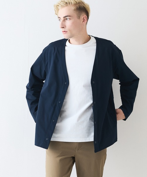 Blue Standard （ブルースタンダード）の「【Blue Standard:ブルースタンダード】エアースルーテック 快適メッシュ素材カーディガン 通気性 吸水速乾 全方向ストレッチ クールビス オフィスカジュアル 冷房対策（カーディガン/ボレロ・メンズ・カーキ/ブラック/ネイビー・MEDIUM/X-LARGE/LARGE）」の10枚目の写真