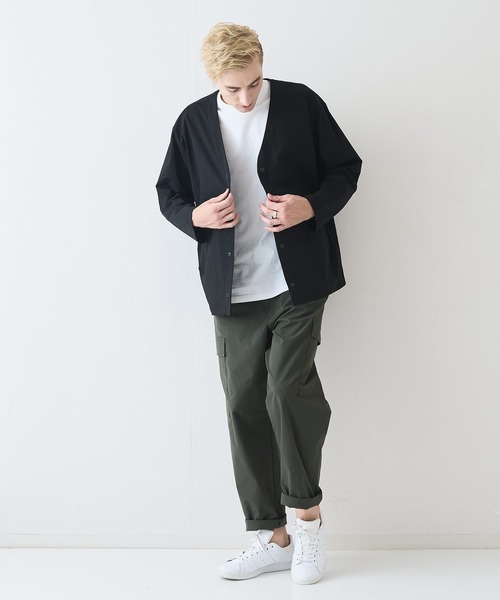 Blue Standard （ブルースタンダード）の「【Blue Standard:ブルースタンダード】エアースルーテック 快適メッシュ素材カーディガン 通気性 吸水速乾 全方向ストレッチ クールビス オフィスカジュアル 冷房対策（カーディガン/ボレロ・メンズ・カーキ/ブラック/ネイビー・MEDIUM/X-LARGE/LARGE）」の4枚目の写真