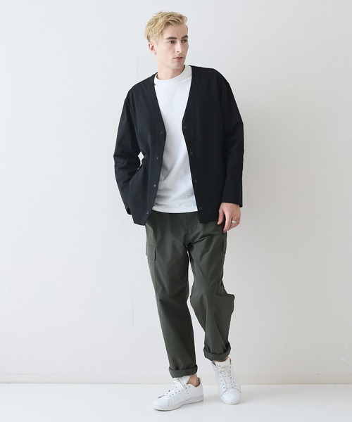 Blue Standard （ブルースタンダード）の「【Blue Standard:ブルースタンダード】エアースルーテック 快適メッシュ素材カーディガン 通気性 吸水速乾 全方向ストレッチ クールビス オフィスカジュアル 冷房対策（カーディガン/ボレロ・メンズ・カーキ/ブラック/ネイビー・MEDIUM/X-LARGE/LARGE）」の5枚目の写真