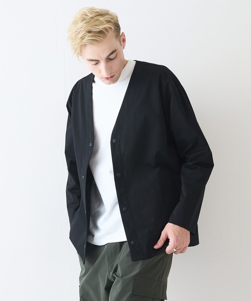 Blue Standard （ブルースタンダード）の「【Blue Standard:ブルースタンダード】エアースルーテック 快適メッシュ素材カーディガン 通気性 吸水速乾 全方向ストレッチ クールビス オフィスカジュアル 冷房対策（カーディガン/ボレロ・メンズ・カーキ/ブラック/ネイビー・MEDIUM/X-LARGE/LARGE）」の6枚目の写真