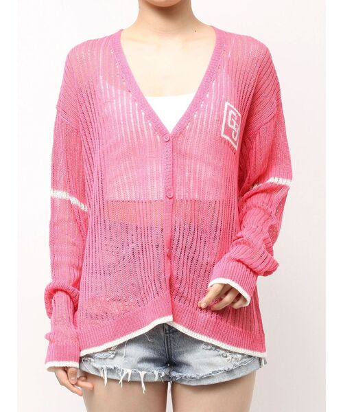 GYDA（ジェイダ）の「GG サマーニットカーディガン（カーディガン/ボレロ・レディース・ピンク/アイボリー/ブラック・FREE）」の4枚目の写真