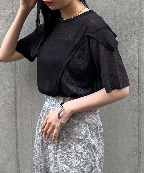 サカイ　レース切り替えアシンメトリーニット　美品 GRANCY】ZipDesign Asymmetry Knit / ジップデザイン
