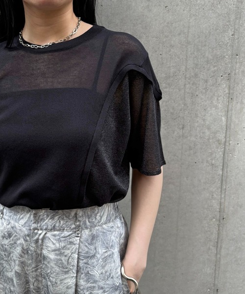 サカイ　レース切り替えアシンメトリーニット　美品 GRANCY】ZipDesign Asymmetry Knit / ジップデザイン
