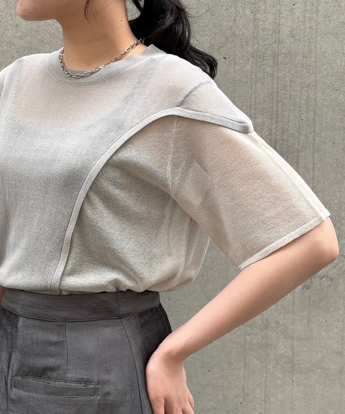 ニット/セーター Mesh cuff knit MISCH MASCH ニット セーター 2024秋冬新作ラメフラッフィー